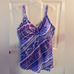 Technicolor Stylish Tie Front Underwire Swimdress